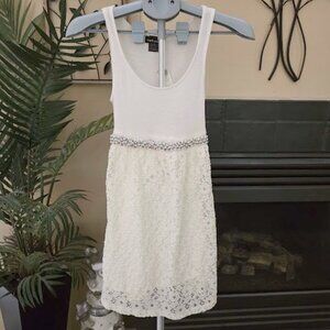 NWT Wet Seal Jr small lace and rhinestone embellished off white / ivory dress